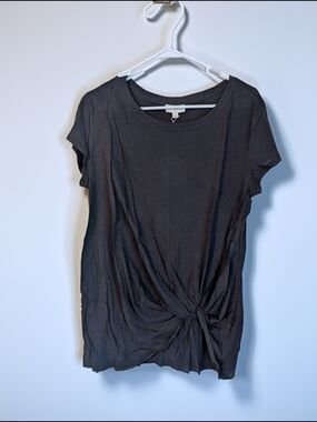 NWT Umgee Black Short-Sleeve Charcoal Twist Hem Tee- Small